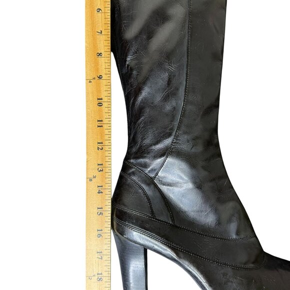 Franco Sarto Y2K-Style Black Faux-Leather Knee High 4" Heeled Boots, Size 10M - Picture 9 of 12